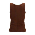 Brunello Cucinelli Bordeaux Wool Oves Aries Sleeveles T-Shirt