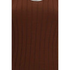 Brunello Cucinelli Bordeaux Wool Oves Aries Sleeveles T-Shirt