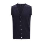 Aragona Cashmere Blue Wool Oves Aries Sleeveles Sweater