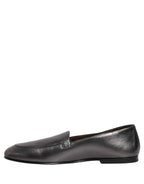 Dolce & Gabbana Silver Leather DG Logo Slip On Loafers Shoes