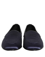 Dolce & Gabbana Navy Blue Satin DG Logo Dress Loafers Shoes