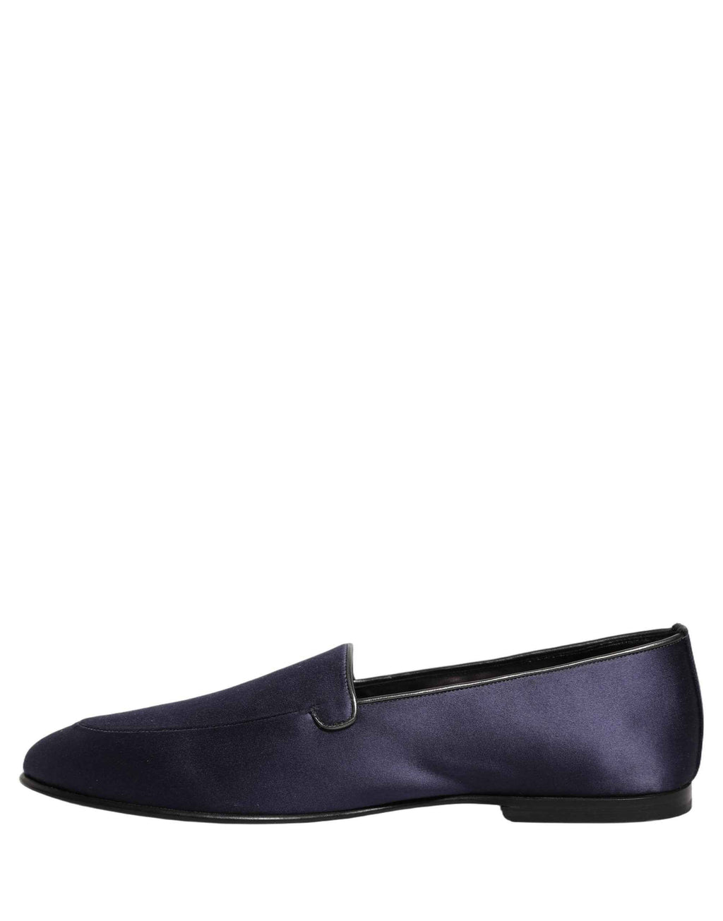 Dolce & Gabbana Navy Blue Satin DG Logo Dress Loafers Shoes
