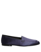 Dolce & Gabbana Navy Blue Satin DG Logo Dress Loafers Shoes