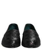 Dolce & Gabbana Black Glitter Brocade Men Dress Loafers Shoes