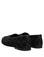 Dolce & Gabbana Black Glitter Brocade Men Dress Loafers Shoes