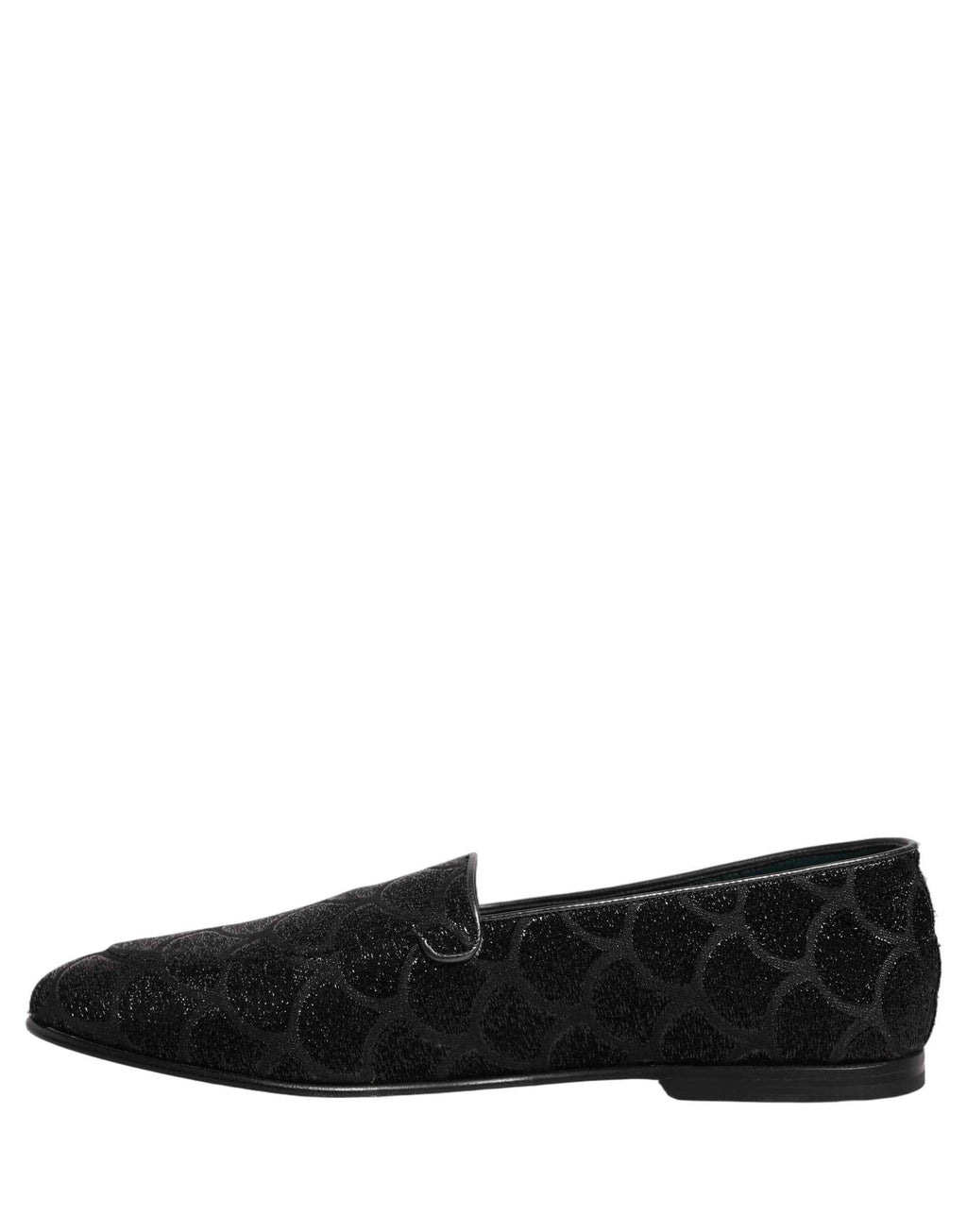 Dolce & Gabbana Black Glitter Brocade Men Dress Loafers Shoes