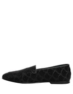 Dolce & Gabbana Black Glitter Brocade Men Dress Loafers Shoes