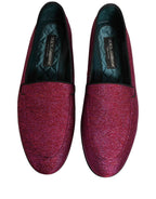 Dolce & Gabbana Pink Glitter Lurex Logo Dress Loafers Shoes
