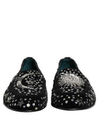 Dolce & Gabbana Black Crystal Embellished Dress Loafers Shoes