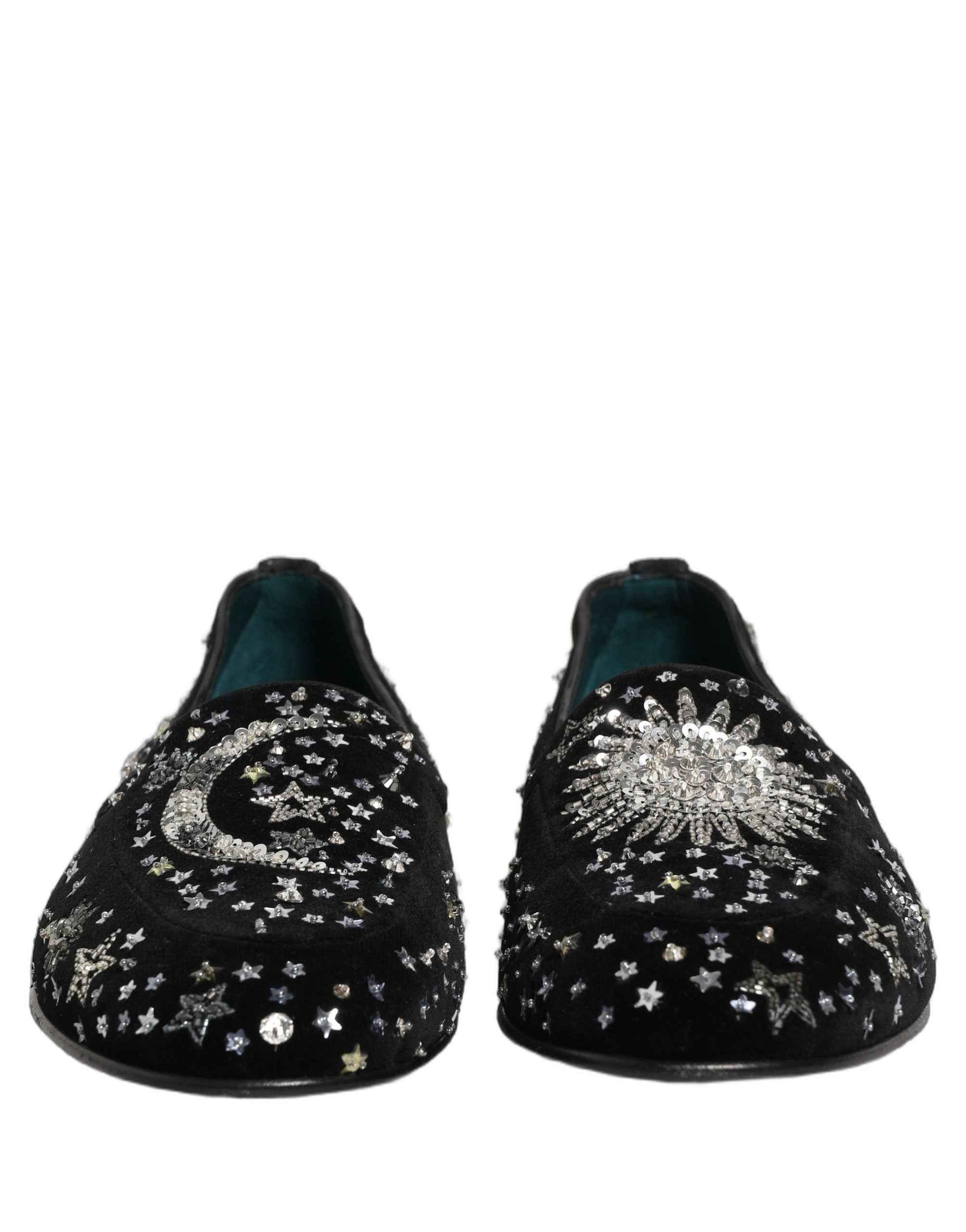 Dolce & Gabbana Black Crystal Embellished Dress Loafers Shoes