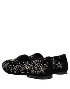 Dolce & Gabbana Black Crystal Embellished Dress Loafers Shoes