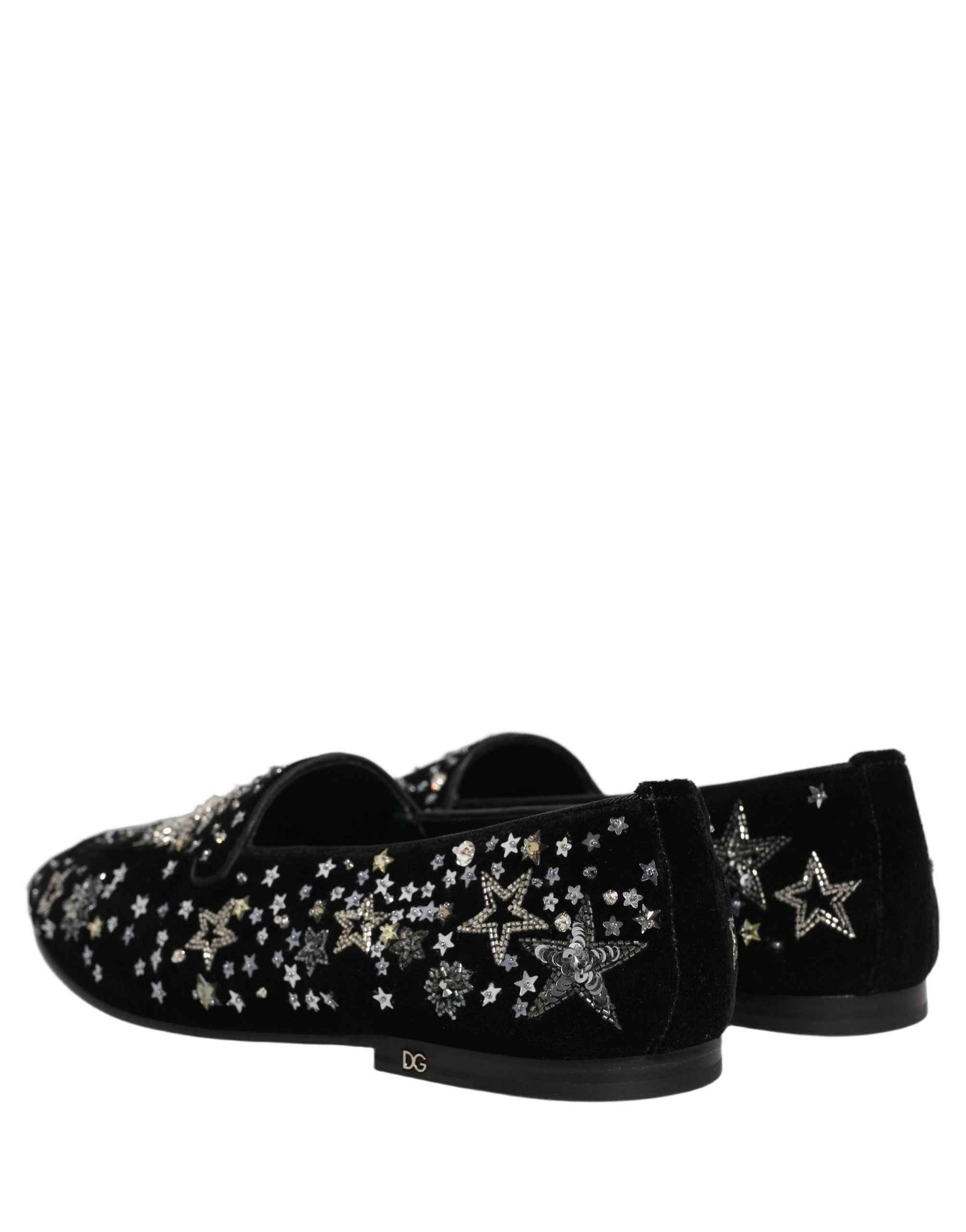 Dolce & Gabbana Black Crystal Embellished Dress Loafers Shoes