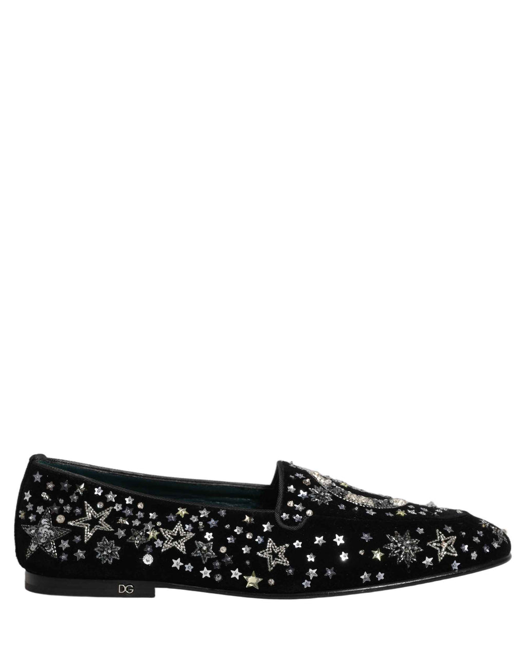 Dolce & Gabbana Black Crystal Embellished Dress Loafers Shoes