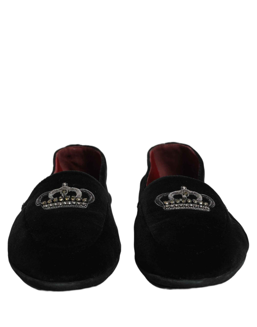 Dolce & Gabbana Black Crown Embellished Dress Loafers Shoes