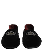 Dolce & Gabbana Black Crown Embellished Dress Loafers Shoes