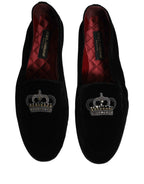 Dolce & Gabbana Black Crown Embellished Dress Loafers Shoes