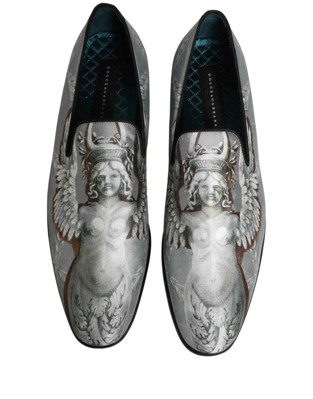 Dolce & Gabbana Gray Baroque Angel Velvet Men Loafers Shoes