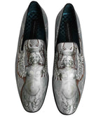 Dolce & Gabbana Gray Baroque Angel Velvet Men Loafers Shoes