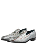 Dolce & Gabbana Gray Baroque Angel Velvet Men Loafers Shoes