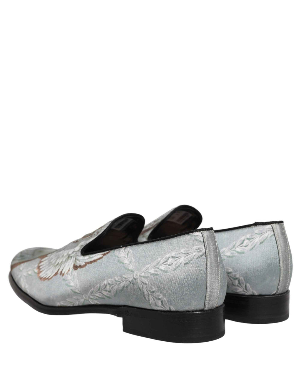 Dolce & Gabbana Gray Baroque Angel Velvet Men Loafers Shoes