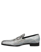 Dolce & Gabbana Gray Baroque Angel Velvet Men Loafers Shoes