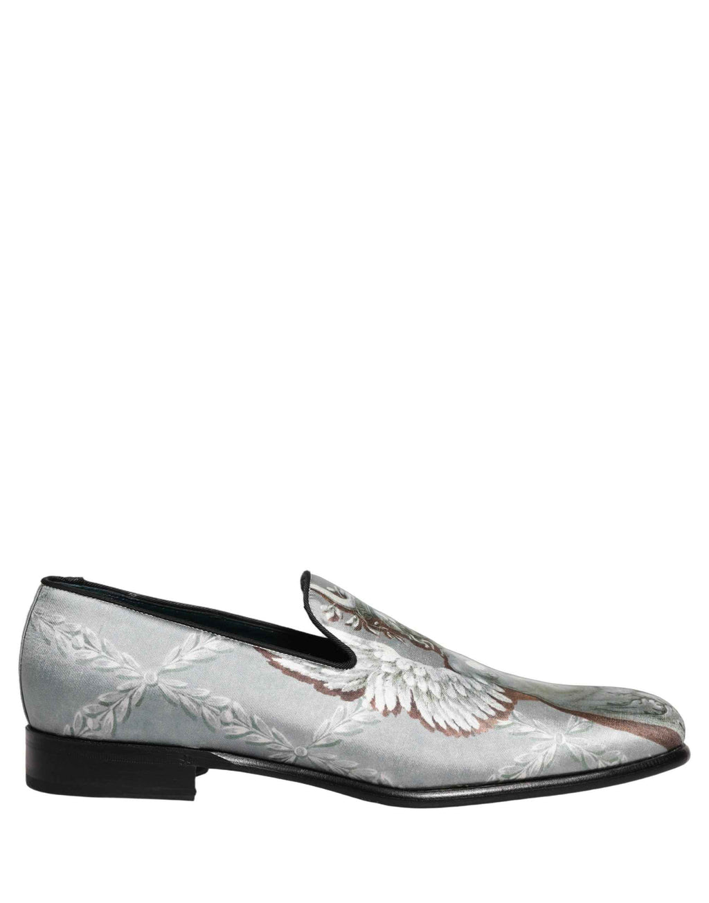 Dolce & Gabbana Gray Baroque Angel Velvet Men Loafers Shoes