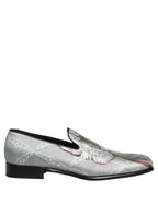 Dolce & Gabbana Gray Baroque Angel Velvet Men Loafers Shoes