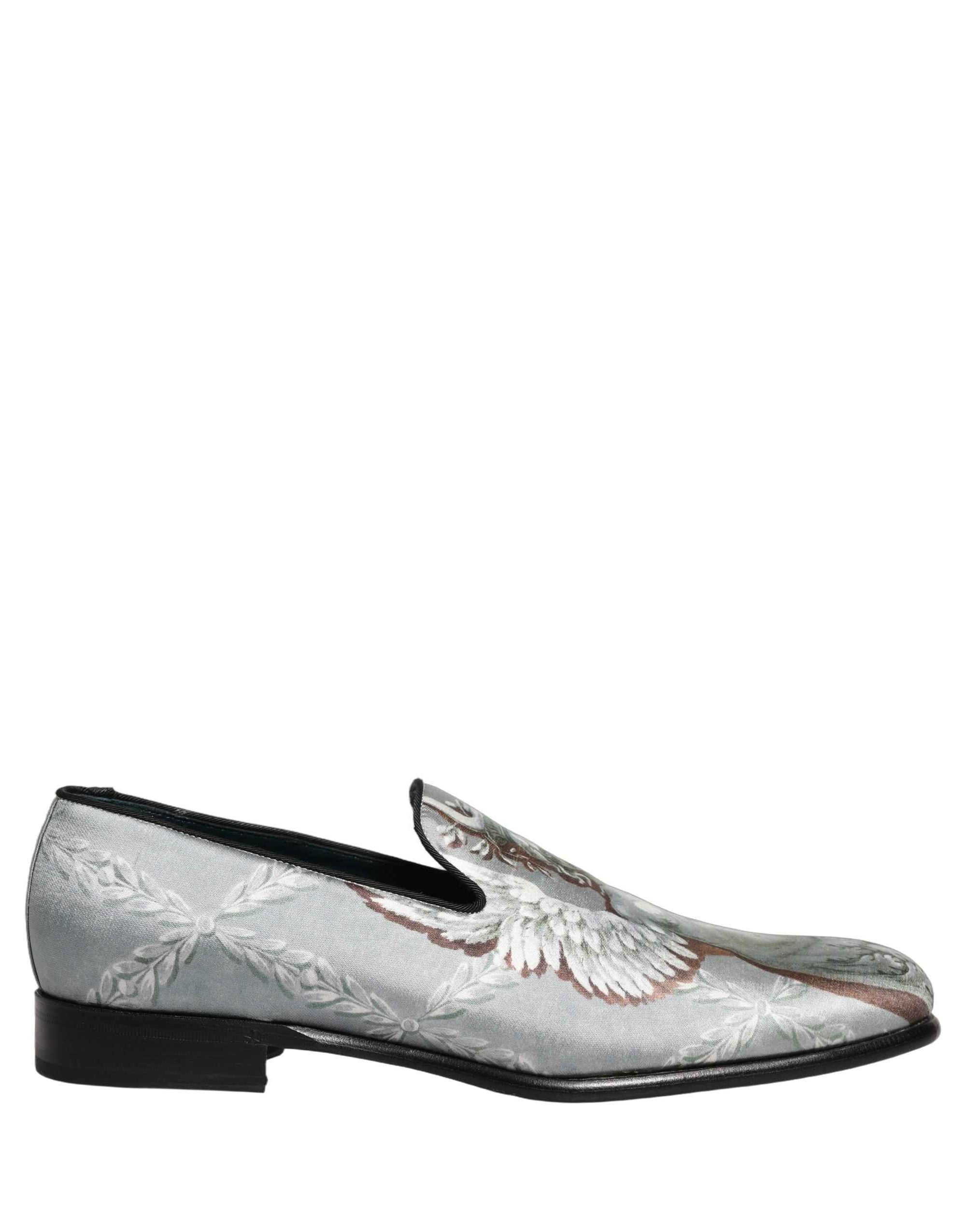Dolce & Gabbana Gray Baroque Angel Velvet Men Loafers Shoes