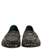 Dolce & Gabbana Black Silver Embellished Dress Loafers Shoes
