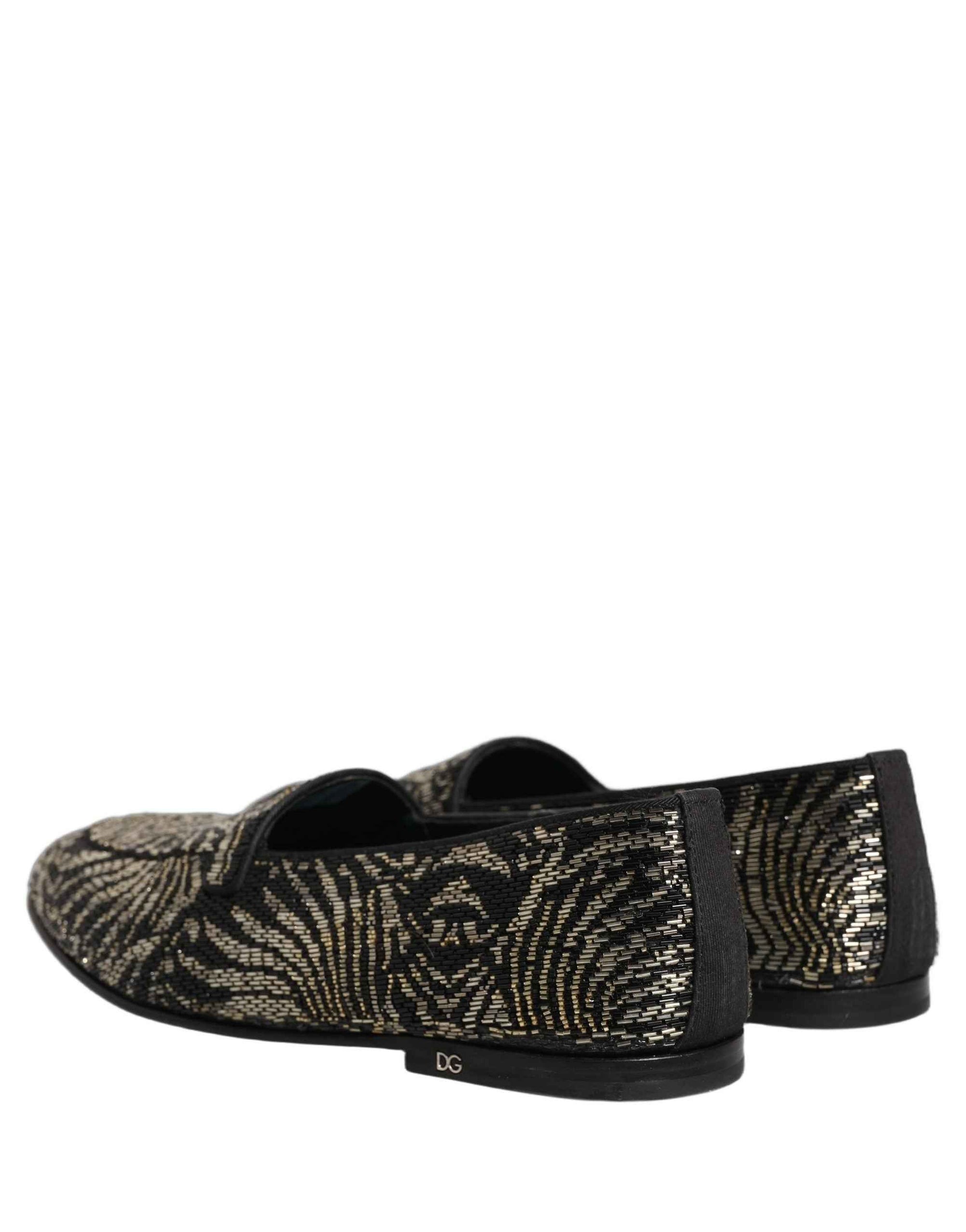 Dolce & Gabbana Black Silver Embellished Dress Loafers Shoes