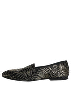 Dolce & Gabbana Black Silver Embellished Dress Loafers Shoes