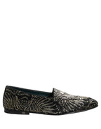 Dolce & Gabbana Black Silver Embellished Dress Loafers Shoes