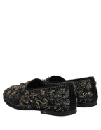 Dolce & Gabbana Black Rhinestone Embellished Loafers Shoes