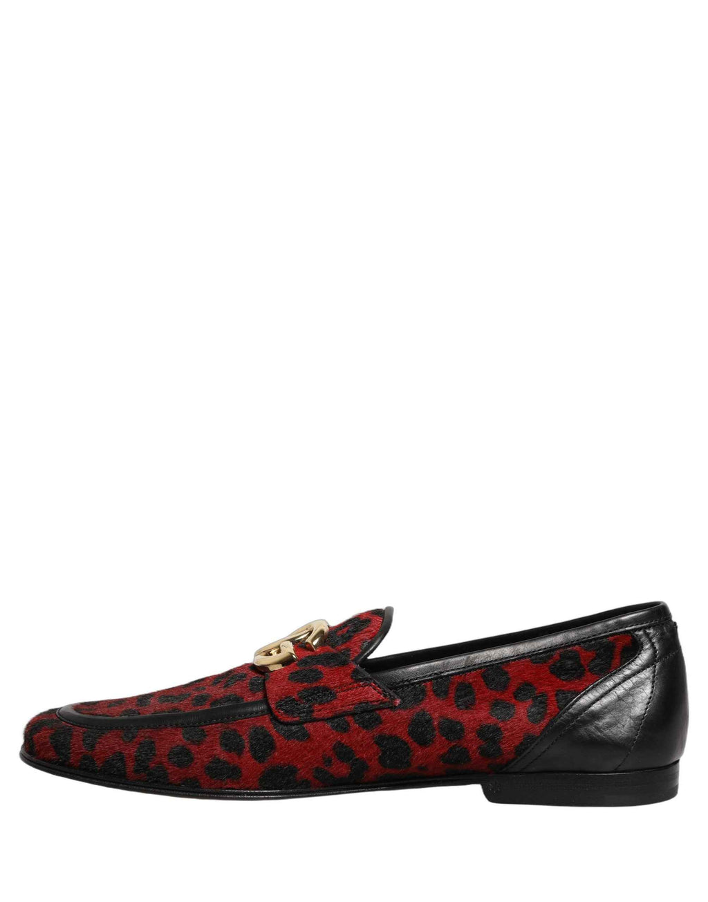 Dolce & Gabbana Red Leopard Print Pony Hair Dress Loafers Shoes
