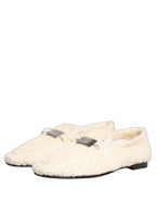 Dolce & Gabbana White Fur Shearling Men Dress Loafers Shoes