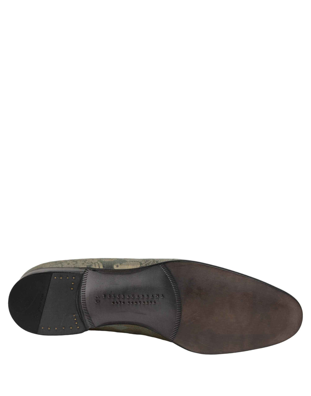 Dolce & Gabbana Gold Floral Jacquard Slip On Loafers Shoes