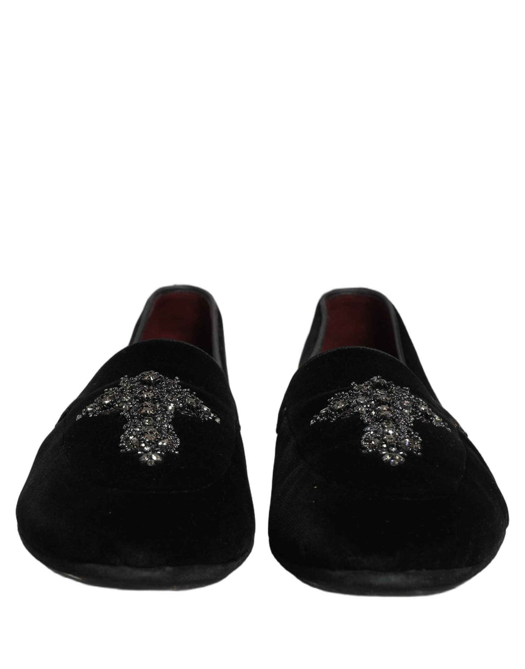 Dolce & Gabbana Black Suede Embellished Dress Loafers Shoes