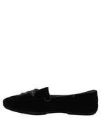 Dolce & Gabbana Black Suede Embellished Dress Loafers Shoes