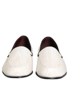 Dolce & Gabbana White Velvet Slip On Men Flats Loafers Shoes