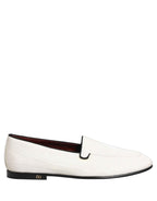 Dolce & Gabbana White Velvet Slip On Men Flats Loafers Shoes