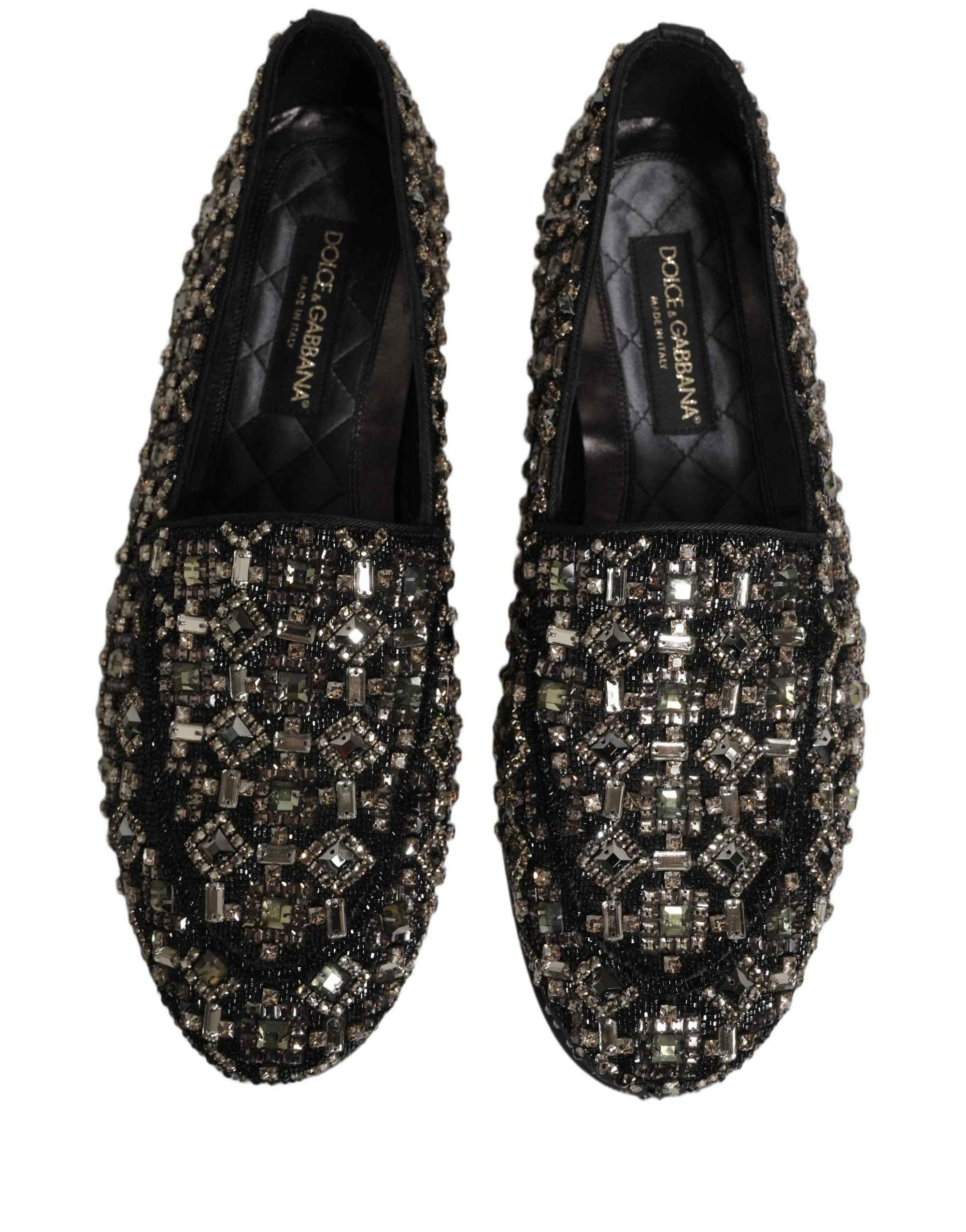 Dolce & Gabbana Silver Leather Logo Slip On Loafers Shoes