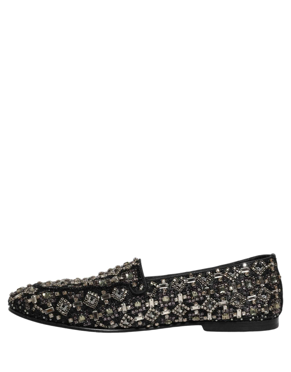 Dolce & Gabbana Silver Leather Logo Slip On Loafers Shoes