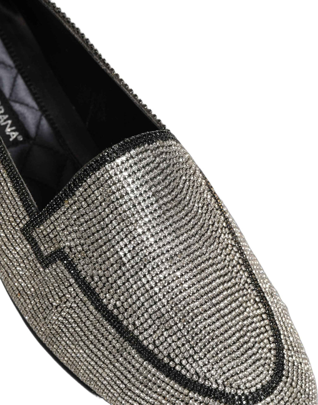 Dolce & Gabbana Silver Crystal Embellished Men Loafers Shoes