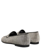 Dolce & Gabbana Silver Crystal Embellished Men Loafers Shoes