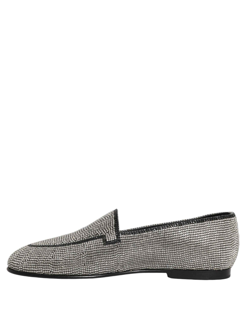 Dolce & Gabbana Silver Crystal Embellished Men Loafers Shoes