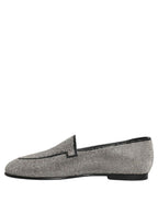 Dolce & Gabbana Silver Crystal Embellished Men Loafers Shoes