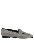 Dolce & Gabbana Silver Crystal Embellished Men Loafers Shoes