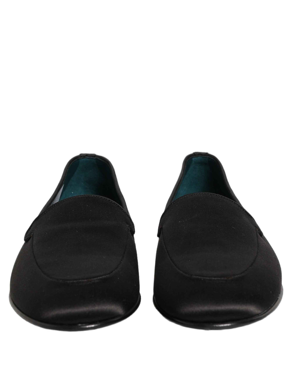 Dolce & Gabbana Black Satin Logo Slip On Flats Loafers Shoes