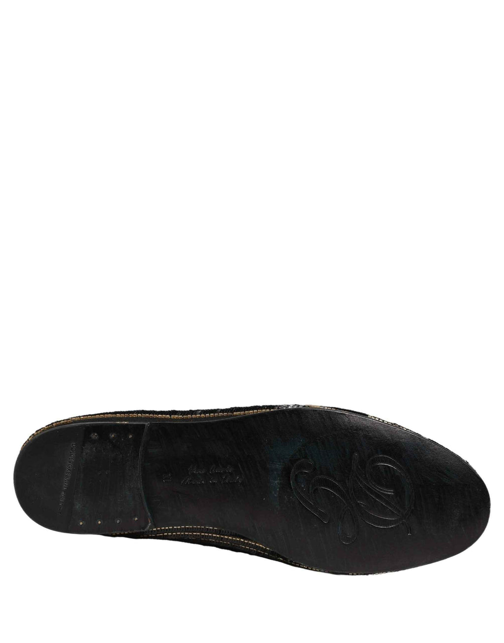 Dolce & Gabbana Black Gold Sequined Men Dress Loafers Shoes