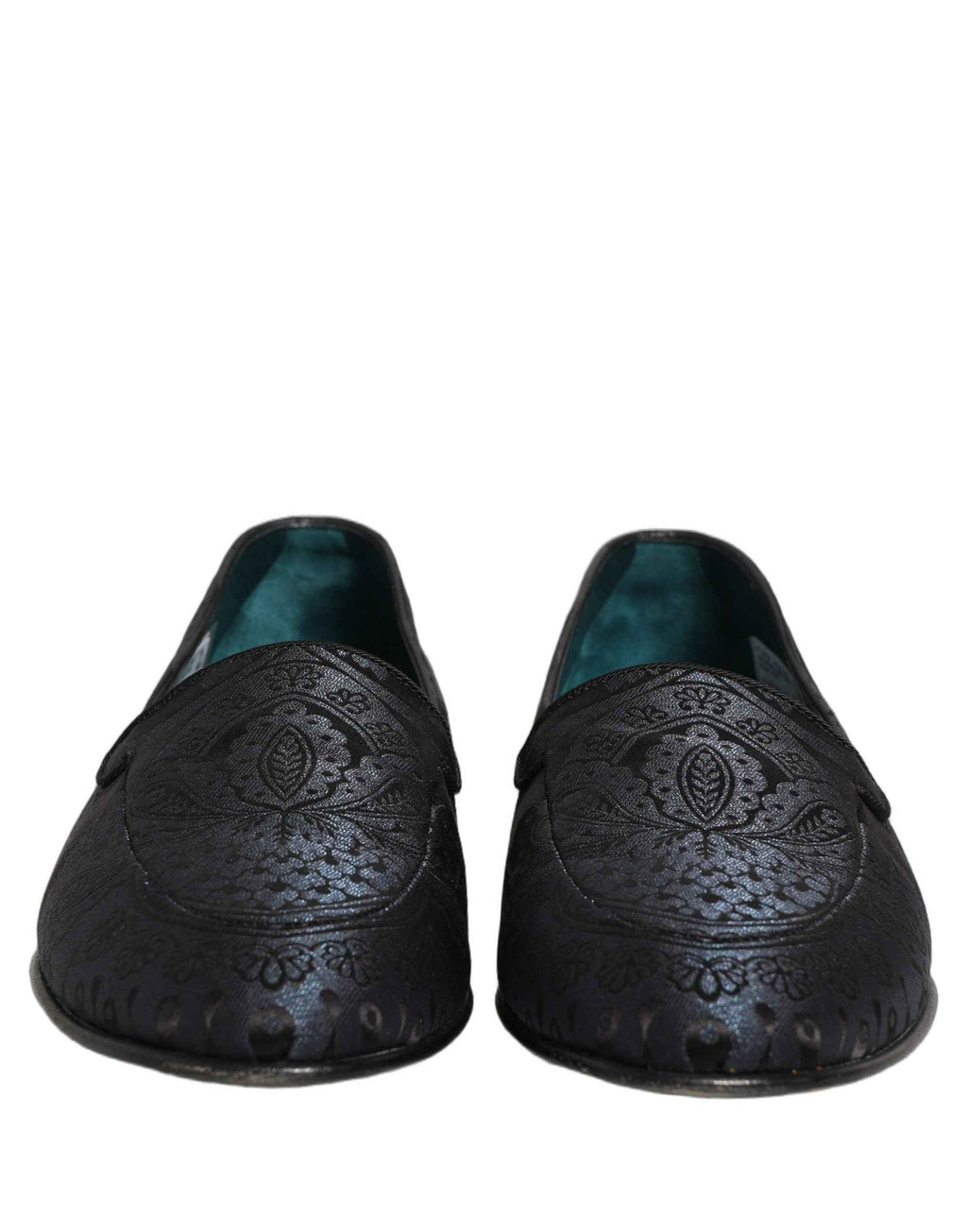 Dolce & Gabbana Blue Jacquard Leather Slip On Loafers Shoes